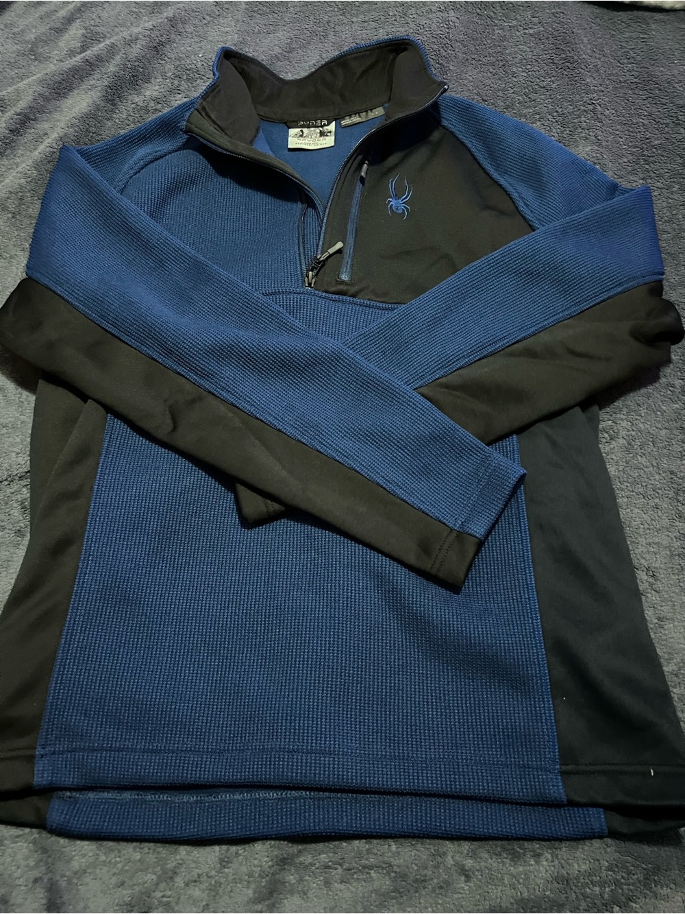 Spyder Men's Navy and Black Quarter-Zip Performance Pullover